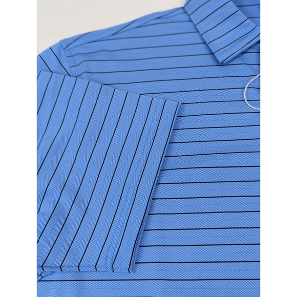 Peter Millar Masters tournament Polo Shirt Mens Medium Blue Stripe Performance - Picture 4 of 11